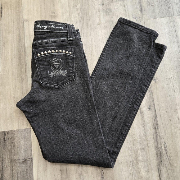 Flying Monkey Black Denim Jeans Size 9 - Picture 10 of 13